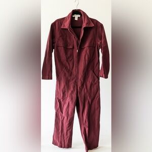 Caron Callahan Maroon Zip-Up Jumpsuit M